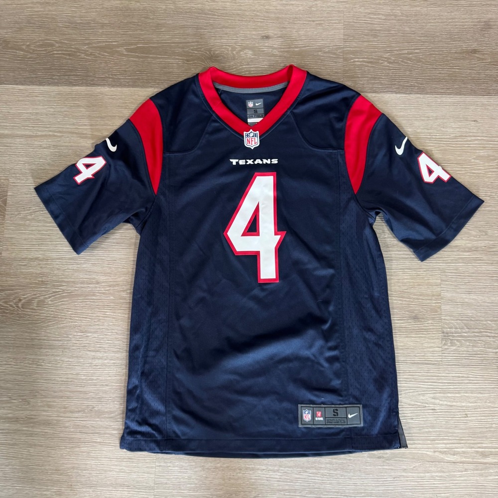 Nike Houston Texans Jersey Mens Small Blue Deshaun Watson 4 NFL Game 472796-459